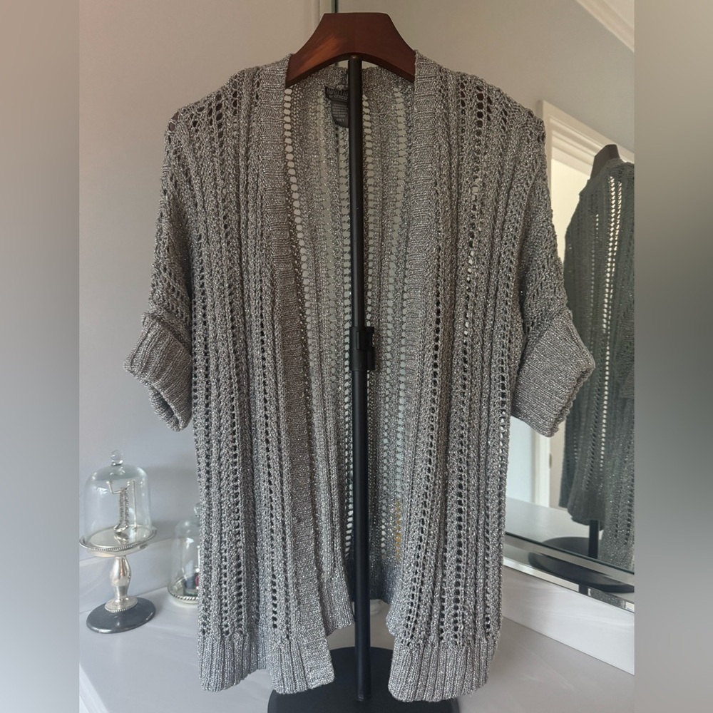 Chico's Silver Open-Knit Cardigan US-M